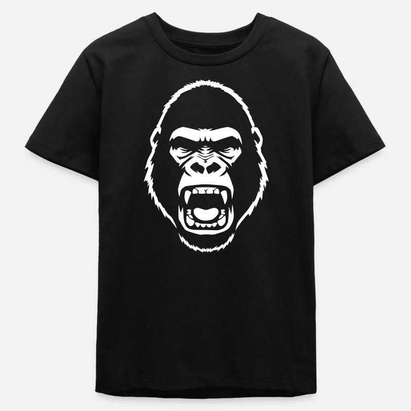Furious Gorilla Stencil Grunge vector_path128 - T-shirt ado bio Stanley/Stella - noir