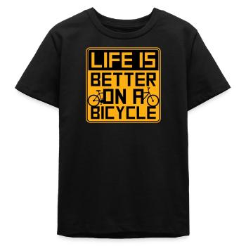 La vie est meilleure à vélo. Cyclisme Sport - T-shirt ado bio Stanley/Stella - noir - Devant