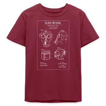 Diagramm der Gasmasken-Blaupause - Teenager Organic T-Shirt Mini Creator von Stanley/Stella - Burgunderrot - Vorne