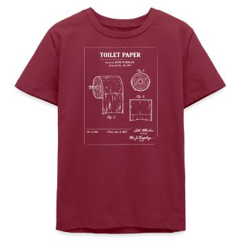 Plan de brevet pour papier toilette - T-shirt ado bio Stanley/Stella - bordeaux - Devant