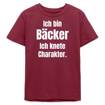Ich bin Bäcker. Ich knete Charakter. - Teenager Organic T-Shirt Mini Creator von Stanley/Stella - Burgunderrot - Vorne