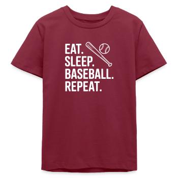 Mange. Dors. Baseball. Répétez. - T-shirt ado bio Stanley/Stella - bordeaux - Devant