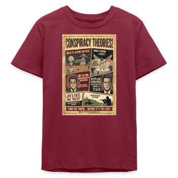Affiche de théories du complot - T-shirt ado bio Stanley/Stella - bordeaux - Devant