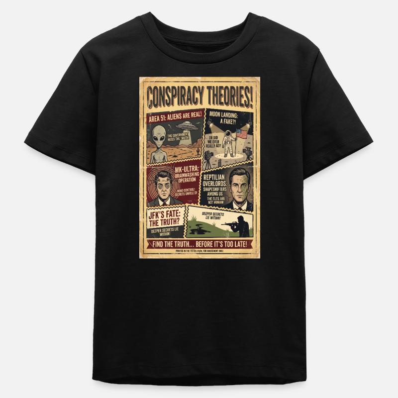 Affiche de théories du complot - T-shirt ado bio Stanley/Stella - noir