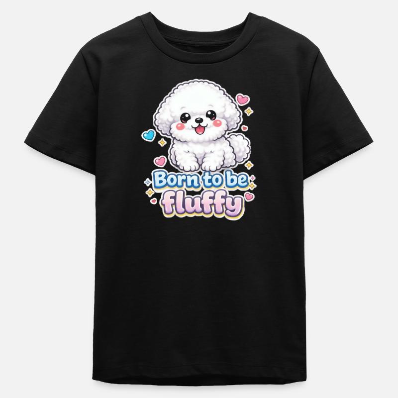 Né pour être Fluffy - design de chien mignon - T-shirt ado bio Stanley/Stella - noir