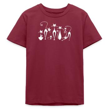 Verspielte Katzen Silhouetten im Skizzestil - Teenager Organic T-Shirt Mini Creator von Stanley/Stella - Burgunderrot - Vorne