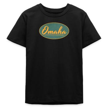 Omaha Vintage Script Emblem - Teens Organic T-shirt by Stanley/Stella - black - Front