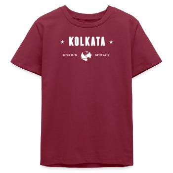Coordonnées de Inde Inde : Planète Terre - T-shirt ado bio Stanley/Stella - bordeaux - Devant