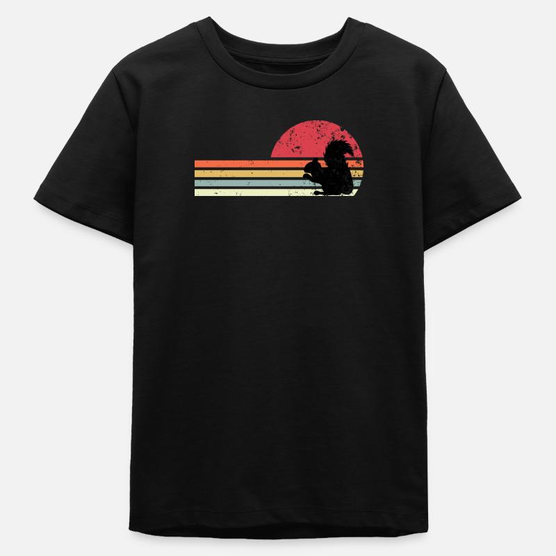 écureuil rétro - T-shirt ado bio Stanley/Stella - noir