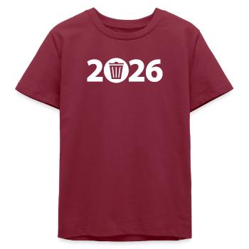 Trash 2026, Abfall 2026, Dreck 2026 - Teenager Organic T-Shirt Mini Creator von Stanley/Stella - Burgunderrot - Vorne