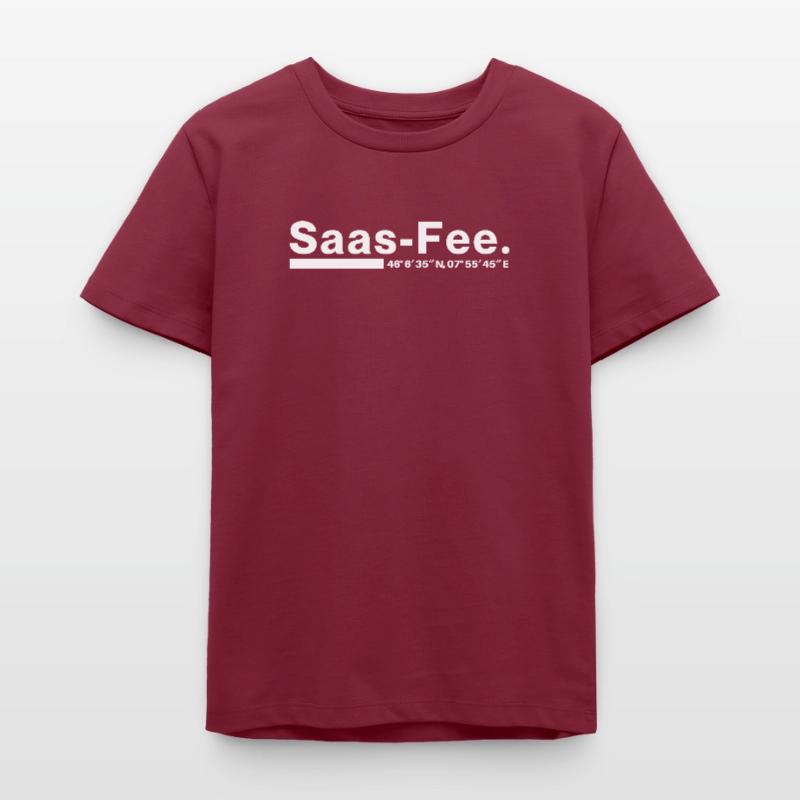 Saas-Fee coordinates Valais Switzerland Teens Organic T-shirt by Stanley/Stella