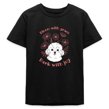 Fleurir avec grâce, écorcer avec joie – Maltais floral - T-shirt ado bio Stanley/Stella - noir - Devant