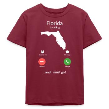 Florida Calling und I Must Go Phone Interface-Kunst - Teenager Organic T-Shirt Mini Creator von Stanley/Stella - Burgunderrot - Vorne
