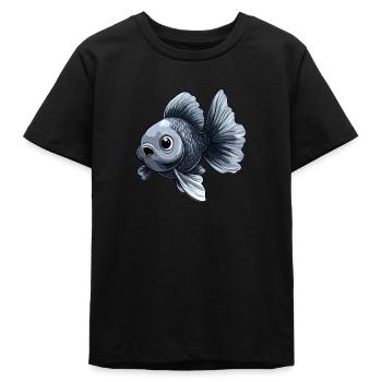 Poisson rouge à queue voilée argentée - T-shirt ado bio Stanley/Stella - noir - Devant