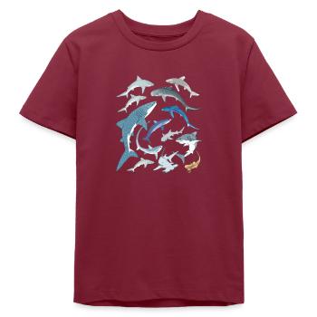 requin tigre requin bleu requin baleine espèce de requin - T-shirt ado bio Stanley/Stella - bordeaux - Devant