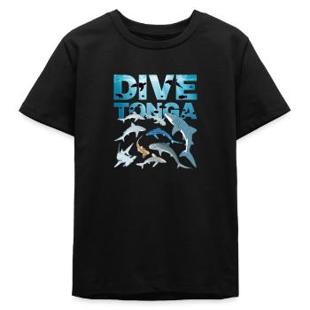 PLONGÉE Tonga Shark Species Requin tigre Requin baleine Requin bleu - T-shirt ado bio Stanley/Stella - noir - Devant