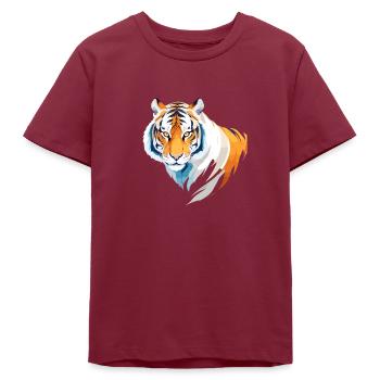 Tiger Vektor Kunst mit lebendiger Farbillustration - Teenager Organic T-Shirt Mini Creator von Stanley/Stella - Burgunderrot - Vorne