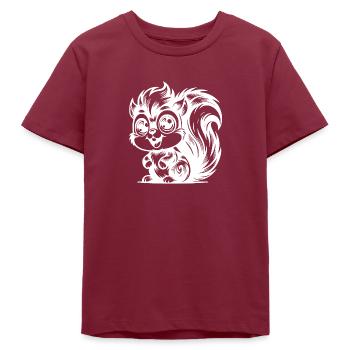 drôle dessin au crayon dessin animé écureuil - T-shirt ado bio Stanley/Stella - bordeaux - Devant