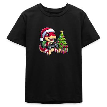 Weihnachten Dino Zocker und Gamer T Rex - Teenager Organic T-Shirt Mini Creator von Stanley/Stella - Schwarz - Vorne