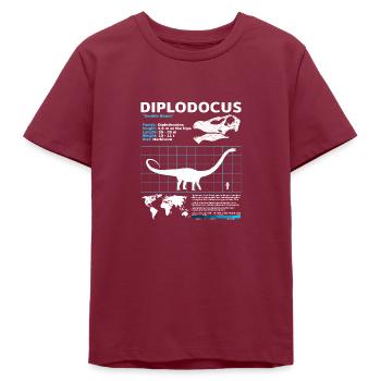 Diplodocus Datenblatt - Teenager Organic T-Shirt Mini Creator von Stanley/Stella - Burgunderrot - Vorne