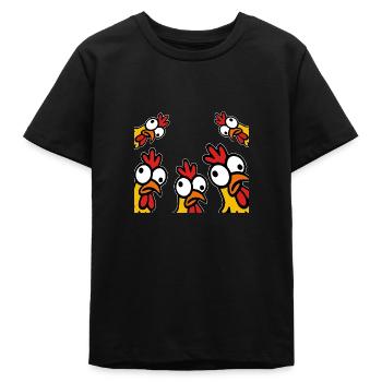 Crazy Chickens - Teens Organic T-shirt by Stanley/Stella - black - Front