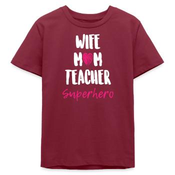 Épouse Maman Enseignant Super-héros - T-shirt ado bio Stanley/Stella - bordeaux - Devant