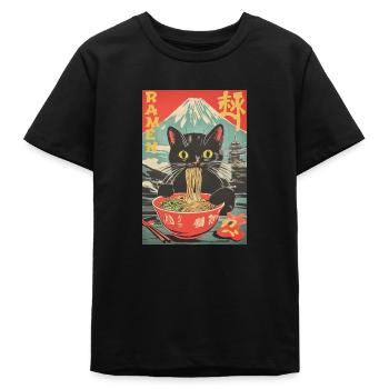 Vintage Anime Cat Ramen Japan - Teens Organic T-shirt by Stanley/Stella - black - Front