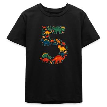 5. Geburtstag Dino Kind - Teenager Organic T-Shirt Mini Creator von Stanley/Stella - Schwarz - Vorne