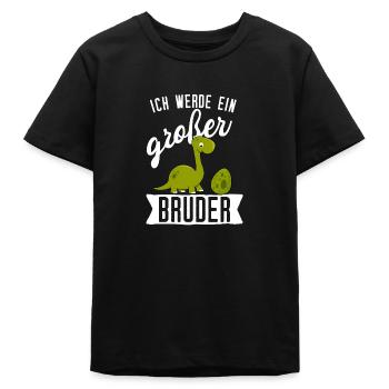 Ich werde großer Bruder Dino Kind Schwangerschaft - Teenager Organic T-Shirt Mini Creator von Stanley/Stella - Schwarz - Vorne
