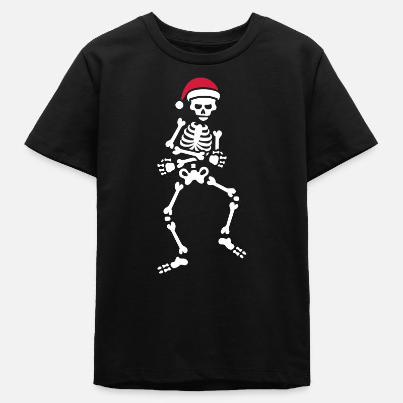 Skibidi challenge meme squelette noël danse - T-shirt ado bio Stanley/Stella - noir