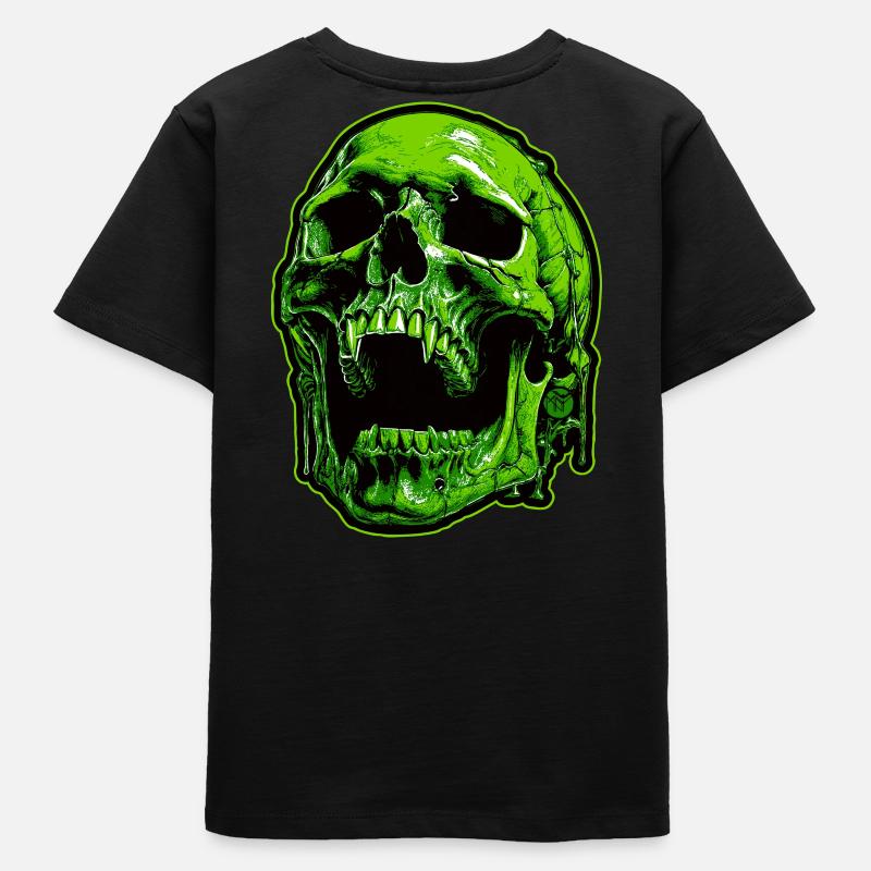 Crâne de vampire vert - T-shirt ado bio Stanley/Stella - noir