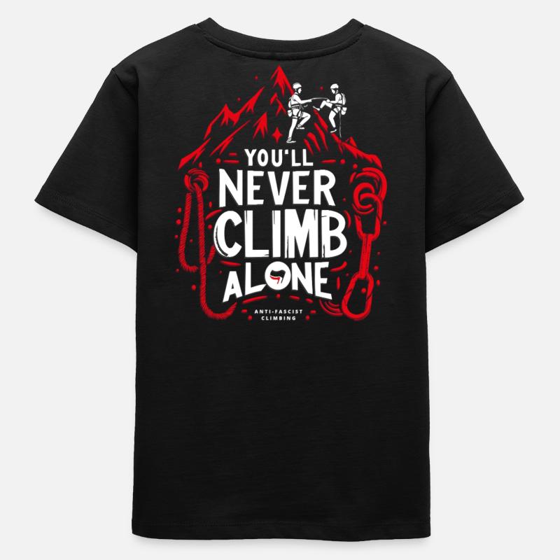 Tu ne grimperas jamais seul - T-shirt ado bio Stanley/Stella - noir