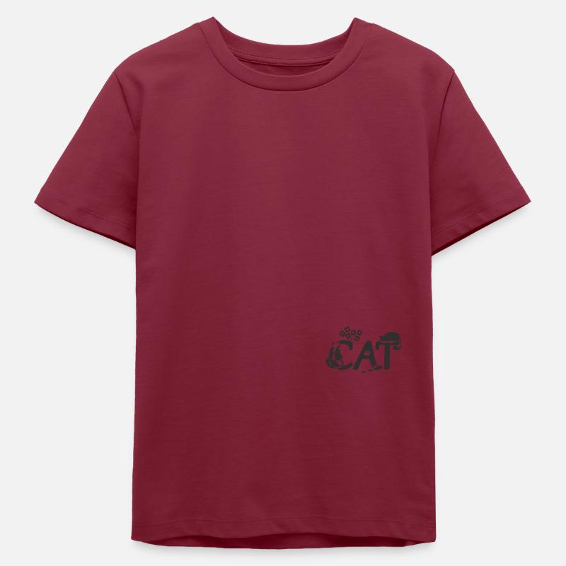 Chat avec chat (noir) - T-shirt ado bio Stanley/Stella - bordeaux