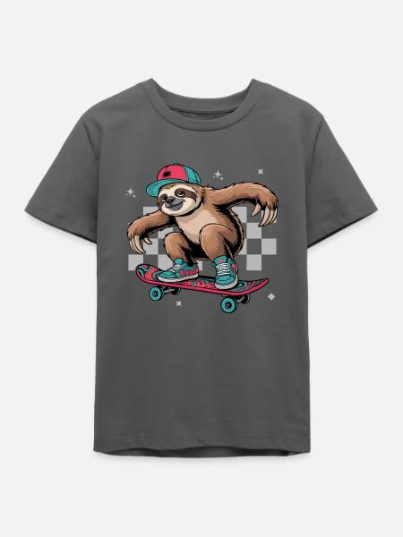 Süße Faultier Skateboarding Bekleidung - Teenager Organic T-Shirt Mini Creator von Stanley/Stella - Anthrazit