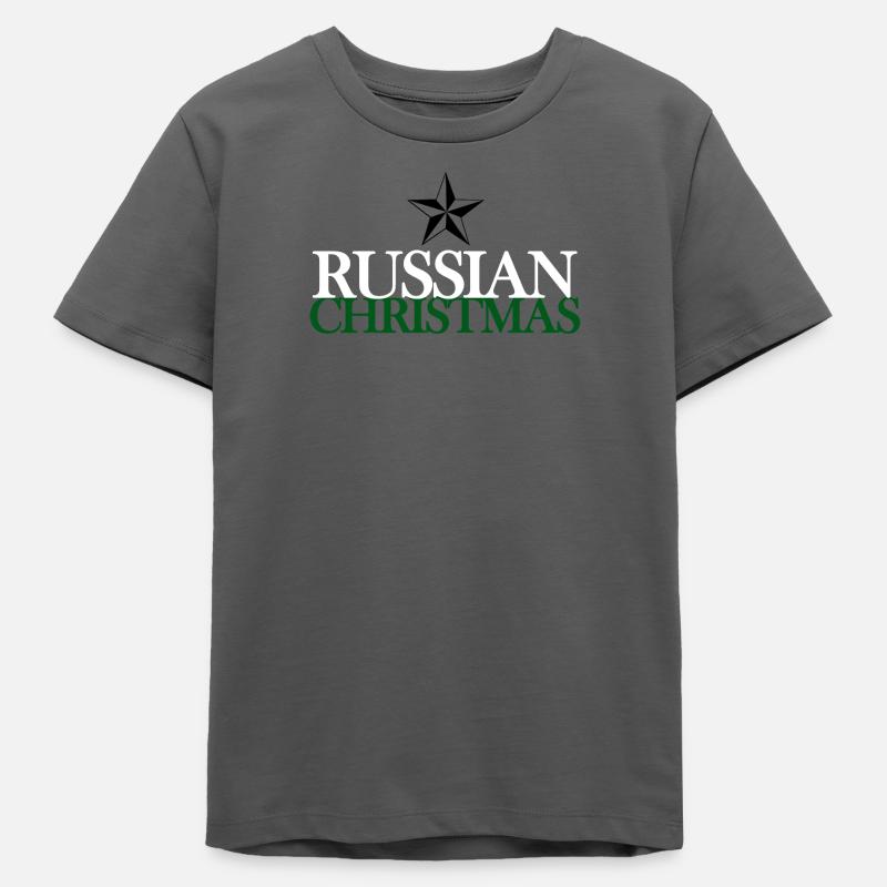 Lettrage de Noël russe - T-shirt ado bio Stanley/Stella - charbon