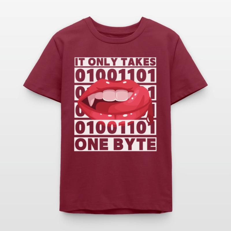 Bit bytes Binary Computer Nerd, Vampire, Dire, Jeu de mots T-shirt ado bio Stanley/Stella