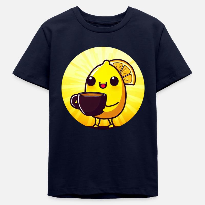 Coucher de soleil à la caféine avec citron et café - T-shirt ado bio Stanley/Stella - marine