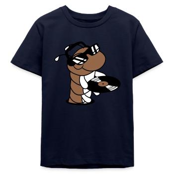 DJ Caterpillar Vinyle Disque Lunettes De Soleil Musique de Fête - T-shirt ado bio Stanley/Stella - marine - Devant