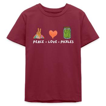 Frieden Liebe Und Gurken Liebhaber Essen Vintage - Teenager Organic T-Shirt Mini Creator von Stanley/Stella - Burgunderrot - Vorne