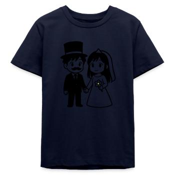 Couple de mariés Anime - T-shirt ado bio Stanley/Stella - marine - Devant