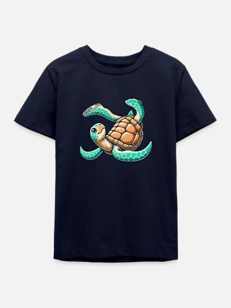 Tollpatschige Schildkröte im Handstand - Teenager Organic T-Shirt Mini Creator von Stanley/Stella - Navy