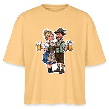 Trachten Paar – Bierkrug – Lustiges Bierzelt Motiv - Stanley/Stella Frauen Boxy Bio-T-Shirt Nova - Mispel - Vorne - Anna (173cm)