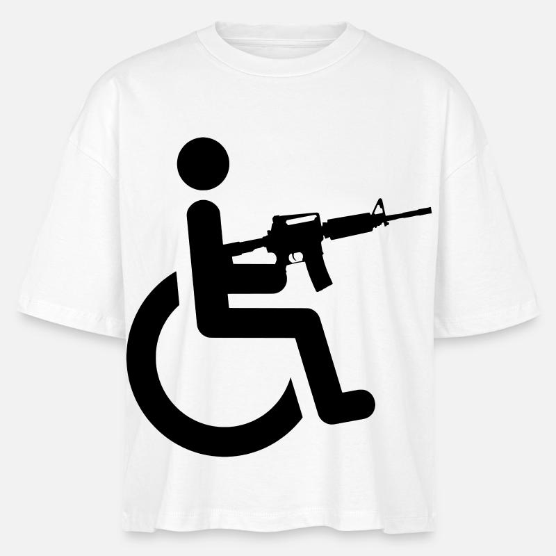 Rollstuhlfahrer mit Waffe # - Stanley/Stella Frauen Boxy Bio-T-Shirt Nova - Weiß