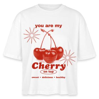 Cherry on Top – Süße Perfektion - Stanley/Stella Frauen Boxy Bio-T-Shirt Nova - Weiß - Vorne - Anna (173cm)