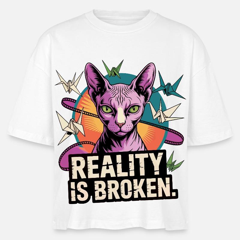Broken Reality Cat - Stanley/Stella Nova Women’s Boxy Organic T-Shirt - white