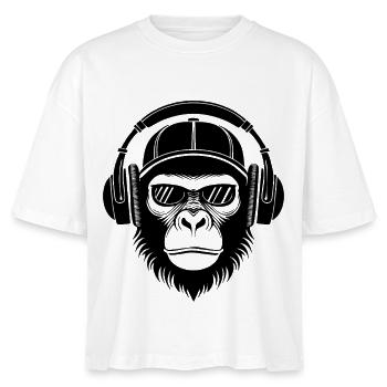 Affenkopf Brille Cap DJ Groove Shirt - Stanley/Stella Frauen Boxy Bio-T-Shirt Nova - Weiß - Vorne - Anna (173cm)