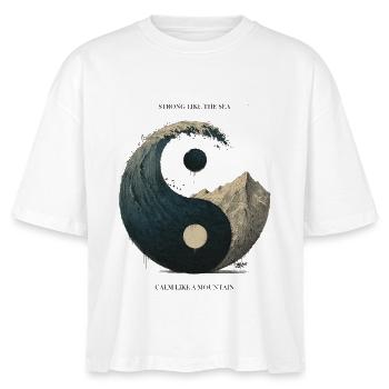 Yin Yang avec des vagues et un paysage montagneux - T-shirt bio NOVA Stanley/Stella Femme - blanc - Devant - Anna (173cm)