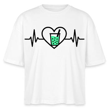 Bubble Tea Heart Boba Drink Sweet Trend - Stanley/Stella Nova Women’s Boxy Organic T-Shirt - white - Front - Anna (173cm)