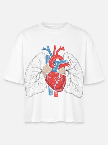 Herz-Lungen Anatomie Kunstdruck - Stanley/Stella Frauen Boxy Bio-T-Shirt Nova - Weiß