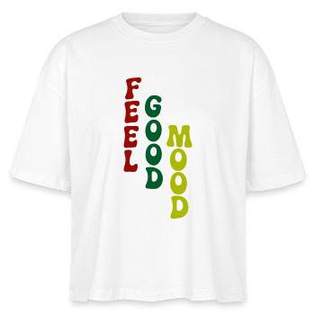 Feel Good Mood Vertical Typography - Stanley/Stella Nova Women’s Boxy Organic T-Shirt - white - Front - Anna (173cm)